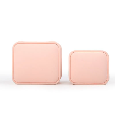 Großhandel Schmuck Verpackung Ring Box Custom Schmuck Verpackung Luxus rosa Leder Schmuck doppelter Ring Box für Verlobung