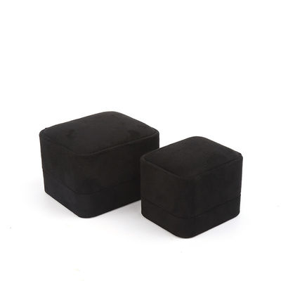 Großhandel High-End Schmuck Verpackung Ring Box Custom Logo Schmuck Verpackung Luxus Doppel Hochzeit Verlobung Samt Ring Box