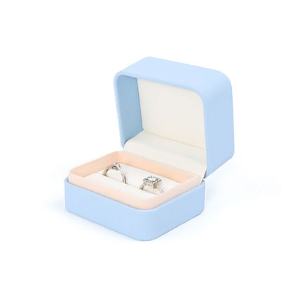 Lichtblaue Lederschmuckbox für große Schmuckstücke Halskette Armband Ohrringe Ring Verpackung