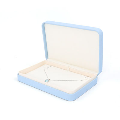 Lichtblaue Lederschmuckbox für große Schmuckstücke Halskette Armband Ohrringe Ring Verpackung