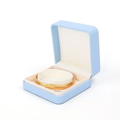 Lichtblaue Lederschmuckbox für große Schmuckstücke Halskette Armband Ohrringe Ring Verpackung