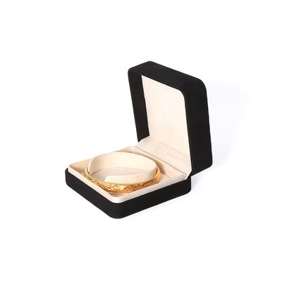 Hochwertiges großes Schmuckset Halskette Armband Ohrringe Ring Verpackung Handgefertigte quadratische Samt schwarze Schmuckschatulle mit Logo