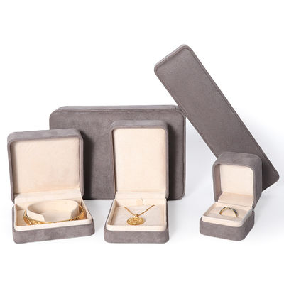 Premium Graue Schmuckverpackungsbox, kundenspezifisch, hochwertig, großes Schmuckset, Halskette, Armband, Ohrringe, Ring, Verpackung