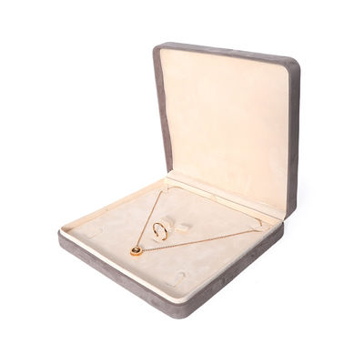 Premium Graue Schmuckverpackungsbox, kundenspezifisch, hochwertig, großes Schmuckset, Halskette, Armband, Ohrringe, Ring, Verpackung