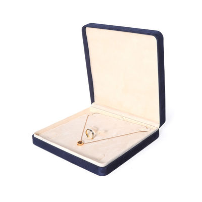 China Herstellung Großhandel Premium Blau Schmuck Verpackung Box Custom High End Big Schmuck Set Halskette Armband Ohrringe Ring Verpackung Handgemachte Quadratische Samt Blaue Schmuckschatulle Mit Logo
