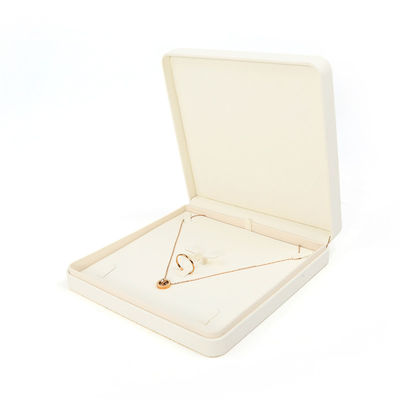 Handgefertigte Quadrat-weiße Leder Schmuckverpackung Box Custom Luxus Big Schmuck Set Box für Halskette Armband Ohrringe Ring Verpackung