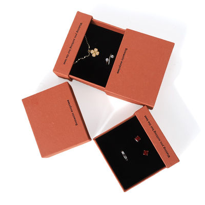 China Herstellung Großhandel hochwertige Halskette Ohrring Armband Ring Box Schmuck Verpackung Personalisierte Custom Eco Friendly Karton Papier orange Schublade Schmuck Box mit Logo