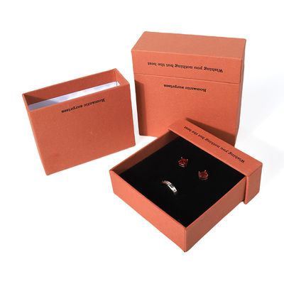 China Herstellung Großhandel hochwertige Halskette Ohrring Armband Ring Box Schmuck Verpackung Personalisierte Custom Eco Friendly Karton Papier orange Schublade Schmuck Box mit Logo