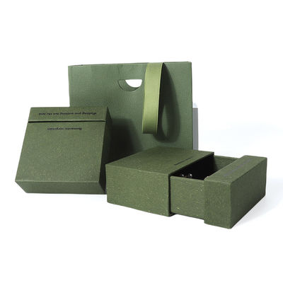China Fertigung Großhandel hochwertige Halskette Ohrring Armband Ring Box Schmuck Verpackung Personalisierte Custom Eco Friendly Karton Papier grüne Schublade Schmuckbox mit Logo