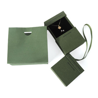 China Fertigung Großhandel hochwertige Halskette Ohrring Armband Ring Box Schmuck Verpackung Personalisierte Custom Eco Friendly Karton Papier grüne Schublade Schmuckbox mit Logo