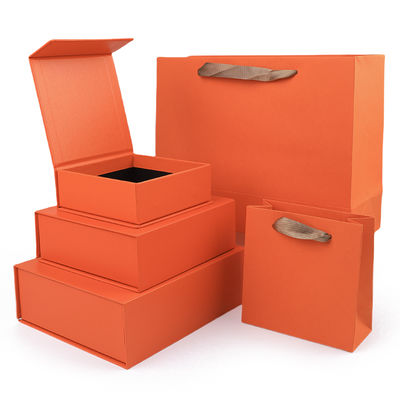 Papierschmuck Geschenkbox Verpackung Umweltfreundliche Pappe orange Magnetische Schmuckschatulle