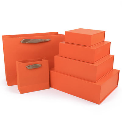 Großhandel Herstellung hochwertiger magnetischer Geschenkbox-Verpackung, individuelles Logo, luxuriöse, umweltfreundliche Kartonpapier, orangefarbene magnetische Schmuckschatulle