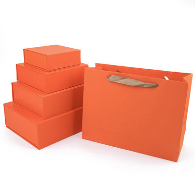 Großhandel Herstellung hochwertiger magnetischer Geschenkbox-Verpackung, individuelles Logo, luxuriöse, umweltfreundliche Kartonpapier, orangefarbene magnetische Schmuckschatulle