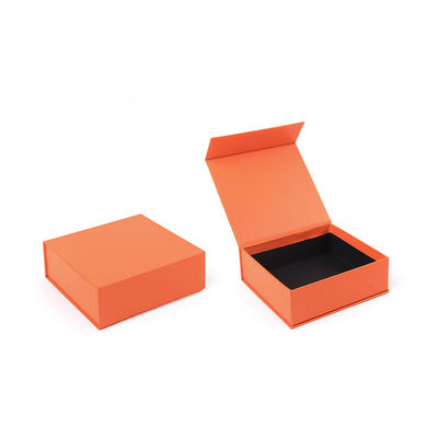Großhandel Herstellung hochwertiger magnetischer Geschenkbox-Verpackung, individuelles Logo, luxuriöse, umweltfreundliche Kartonpapier, orangefarbene magnetische Schmuckschatulle