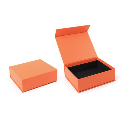 Großhandel Herstellung hochwertiger magnetischer Geschenkbox-Verpackung, individuelles Logo, luxuriöse, umweltfreundliche Kartonpapier, orangefarbene magnetische Schmuckschatulle