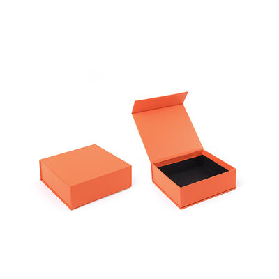 Großhandel Herstellung hochwertiger magnetischer Geschenkbox-Verpackung, individuelles Logo, luxuriöse, umweltfreundliche Kartonpapier, orangefarbene magnetische Schmuckschatulle