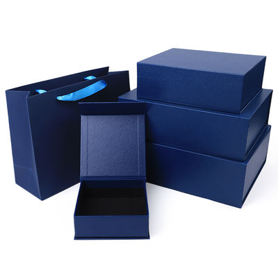 Großhandel Herstellung hochwertiger magnetischer Geschenkbox-Verpackung, individuelles Logo, luxuriöse, umweltfreundliche Kartonpapier, blaue magnetische Schmuckschatulle