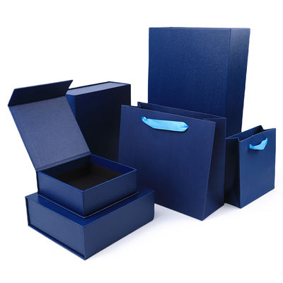 Großhandel Herstellung hochwertiger magnetischer Geschenkbox-Verpackung, individuelles Logo, luxuriöse, umweltfreundliche Kartonpapier, blaue magnetische Schmuckschatulle