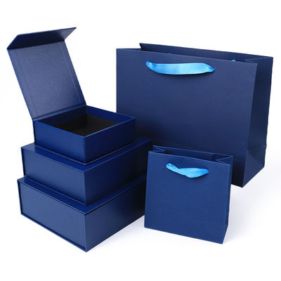 Großhandel Herstellung hochwertiger magnetischer Geschenkbox-Verpackung, individuelles Logo, luxuriöse, umweltfreundliche Kartonpapier, blaue magnetische Schmuckschatulle