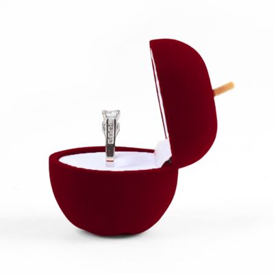 Anpassbare, personalisierte, hochwertige, rote Samt-Schmuckringschatulle als Weihnachtsgeschenk