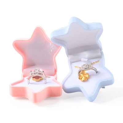 OEM personalisierte Flip Seesterne Samt Ring Box Schmuck Verpackung mit Logo