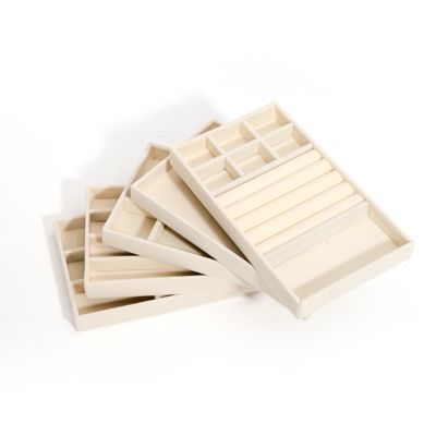 angepasst Luxus beige Samt Schmuckschalen OEM Schmuckschalen Anzeige für Ring Armband Halskette