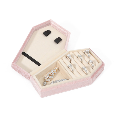 Custom Organizer Aufbewahrung rosa Samt Schmuck Reisetasche OEM Weihnachtsschmuck Geschenkbox