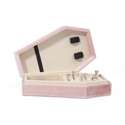 Custom Organizer Aufbewahrung rosa Samt Schmuck Reisetasche OEM Weihnachtsschmuck Geschenkbox