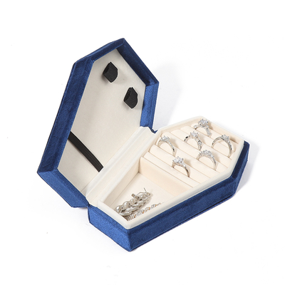 Individuelle Organizer-Aufbewahrung blau Samt Schmuck Reisebox OEM Weihnachts-Schmuckgeschenkbox