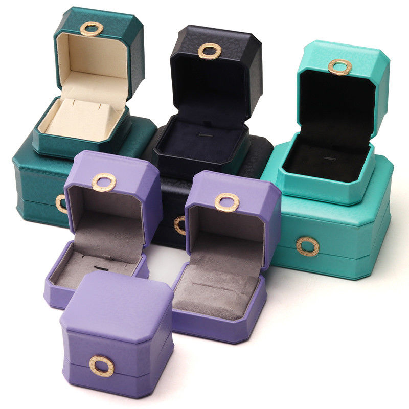 Quadratische Halskette Ring Box mit Metall Luxus Leder Schmuckbox Hanhong PU Leder Verpackung