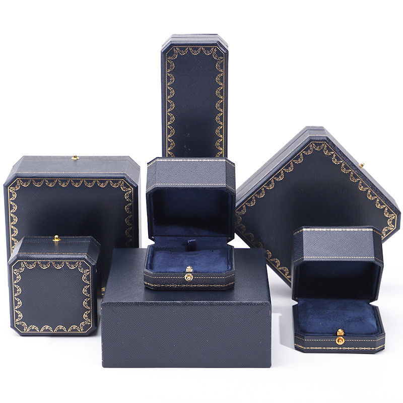 Custom Logo Schmuckpaket Handgefertigte Blaue Quadratpapierbox für Luxus-Kunststoffring-Box