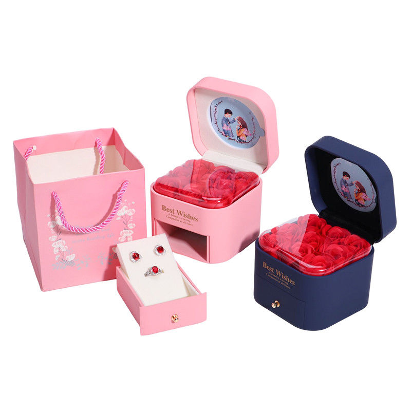 Maßgeschneiderte Größe Rose Unsterbliche Schublade Blumen Schmuck Box Für Stud Ohrringe Anhänger