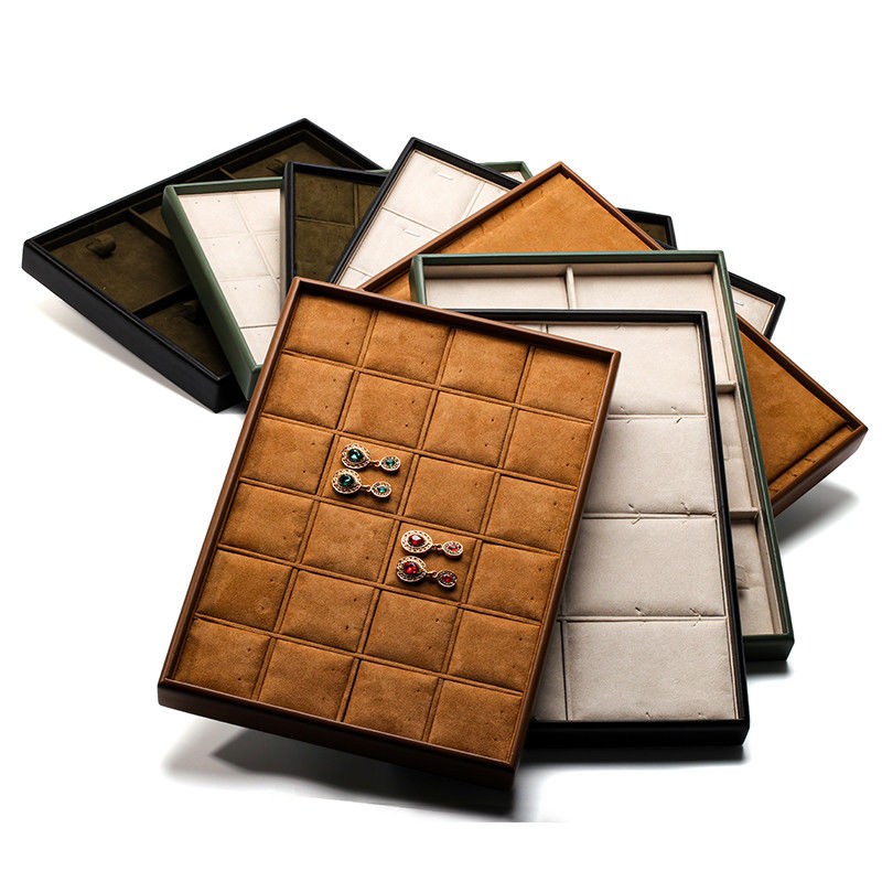 Soft Velvet Innenraum PU Leder Schmuck Display Tray Requisiten für Ring Ohrstangen