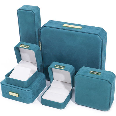 Großhandel Fertigung Luxus handgefertigte Schmuckbox Verpackung Personalisiertes Custom Logo High-End hellblaues Halskette Armband Ohrringe Ring Verpackung Samt Oktagonale Schmuckbox