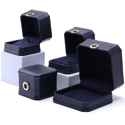 11*11*6cm Leder Schmuckkasten Hanhong Quadrat Halskette Ringkasten mit Metall Blau Luxus
