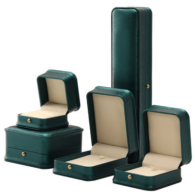 Custom Logo Halskette Ornamente Grüne Leder Schmuckbox für Hanhong 2023 Luxus Ring