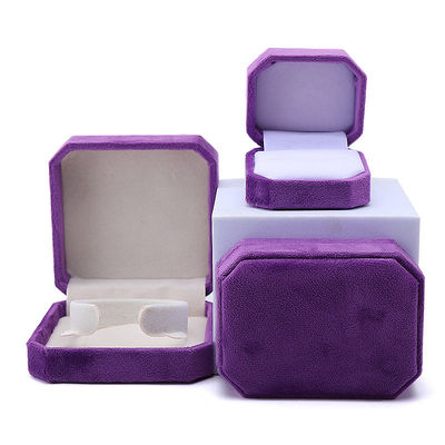 Schmuckverpackung Maßgeschneiderte achteckige Form lila Flannelette Box für Halskette Armband Ring