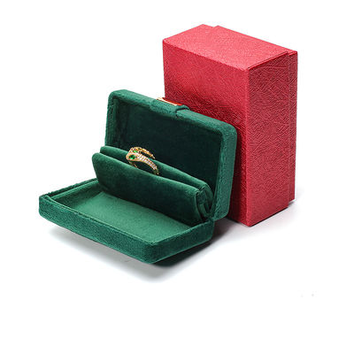 Samt Hanhong Custom Logo Luxus Grün Schmuck Box für Ohrringe Armband Halskette Ring