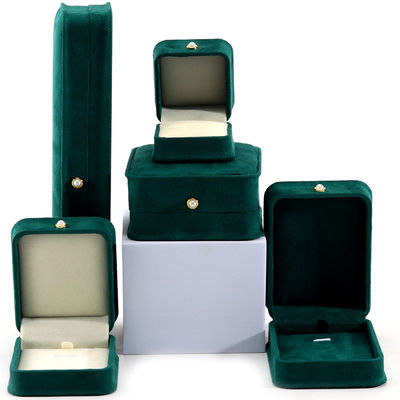 9*9*4,5cm Grüner Samtring Schmuckkasten für kundenspezifische Armbänder Ohrringe Verpackung
