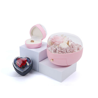 Custom Logo Herz geformte Schmuckschublade Rose Blumenbox für Ring