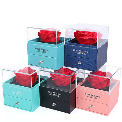 Valentinstag Rose Box Schublade Schmuck Verpackungskiste mit quadratischer Form