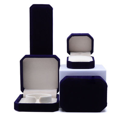 elegant handgefertigte schwarze achteckige Samt Schmuckschachtel für Halskette Ohrringe Armband Ring