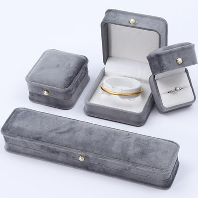Graue Runde Ecke Perlenornament Samt Schmuckschachtel Luxus Schmuck Verpackungskiste