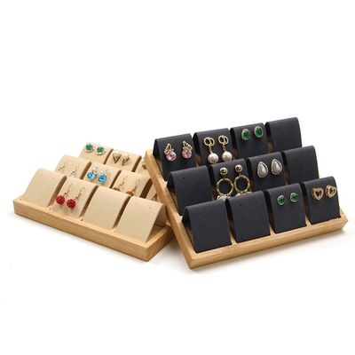 Weiches Samtdeckel Holz Schmuck Speicher Display Tray Stand für Ohrstöpsel Tropfen