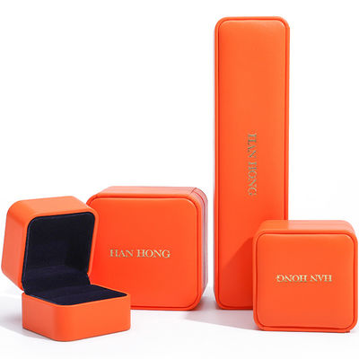 Hot-Stamping glatte Falsche Leder Schmuckschachtel Verpackung Set weiche Samtfolie