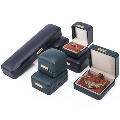 Handy Konvex Dach Falsches Leder Luxus Schmuckschachtel Paket mit Goldbar Ornament