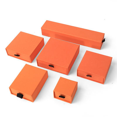 Großhandel Fertigung Öko-freundlich hochwertiges Geschenk Schmuckschachtel Personalisierter Custom Ring Halskette Ohrringe Armband Verpackung Orange Karton Papier Schublade Schmuckschachtel mit Logo