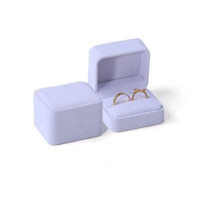 Einzigartige Doppel-Ring-Box Custom Samt Weiß Schmuck Verlobungsring Verpackungskiste