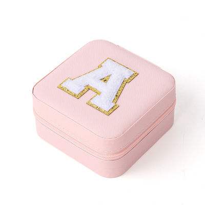 Tragbare kleine Pu-Leder-Perlen-Velvet-Pink-Schmuckschachtel