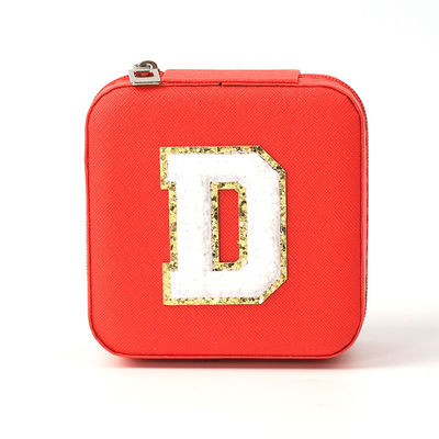 Portable Kleines Leder Rot Schmuck-Speicherbox Gesamtanzeige